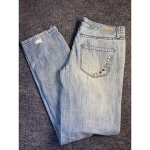 Vintage Converse One Star Straight Jeans Womens 6 Blue Denim Distressed Studded